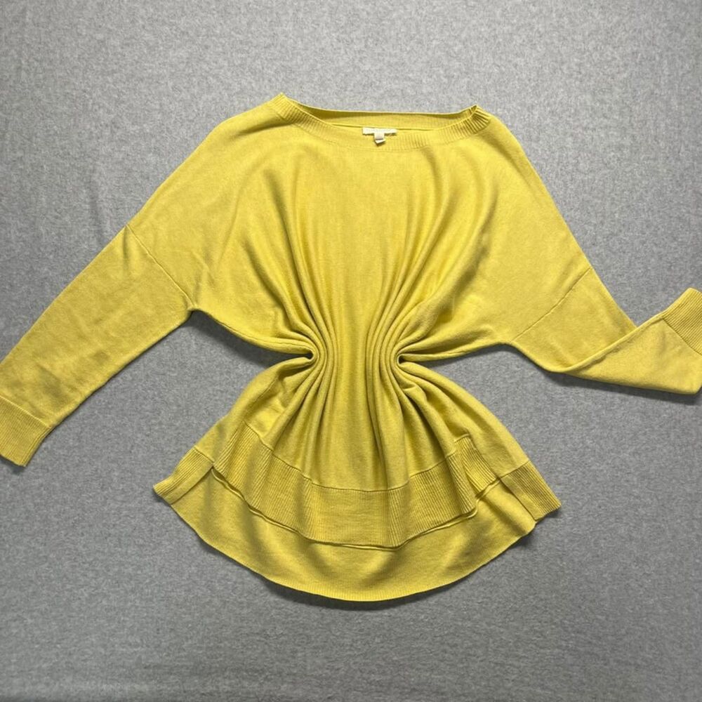 Eileen Fisher Petite Large Yellow Organic Cotton Knit Sweater Pullover